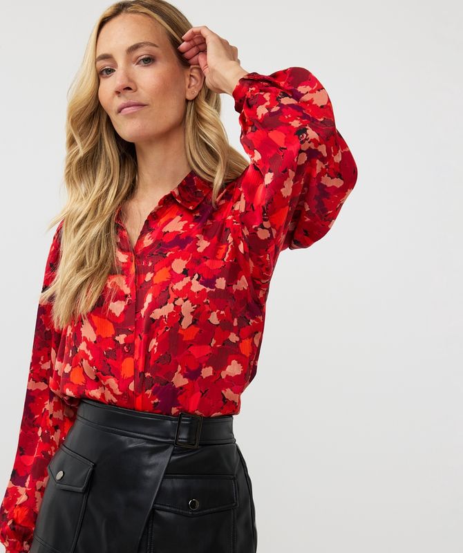 Esqualo Blouse imprimée floral rouge mélange 2415701