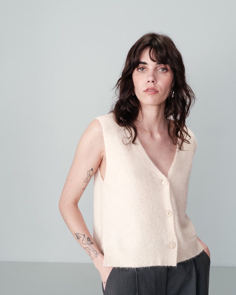 Grace&amp;Mila Gilet NARS lainage sans manche écru 22694