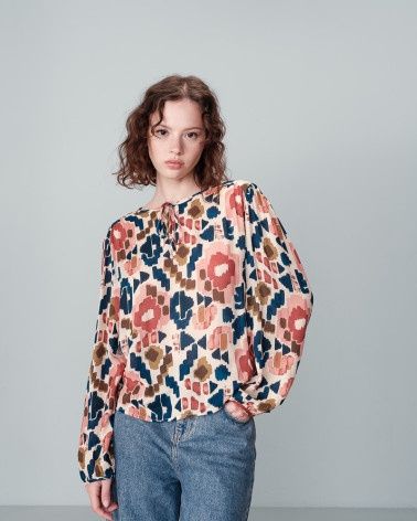 Grace&amp;Mila Blouse imprimée NOLENE rose et marine 22647