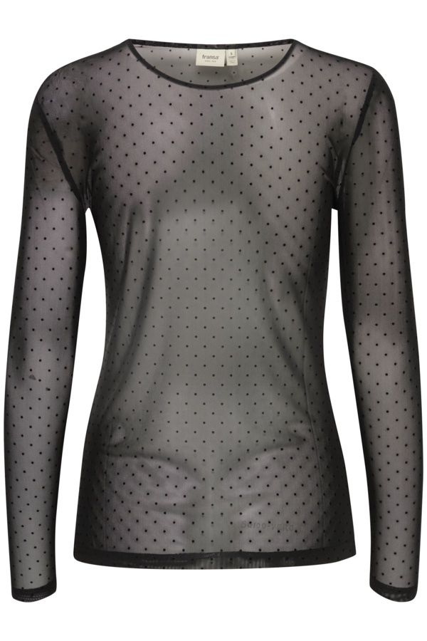 Fransa Chandail mesh noir mini dot 20610740