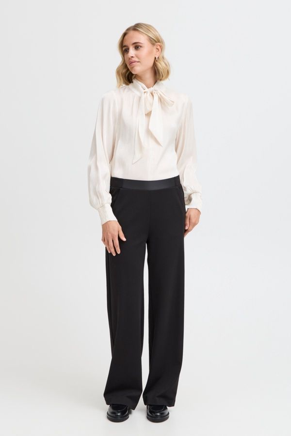Fransa Pantalon noir bande satinée taille 20614984