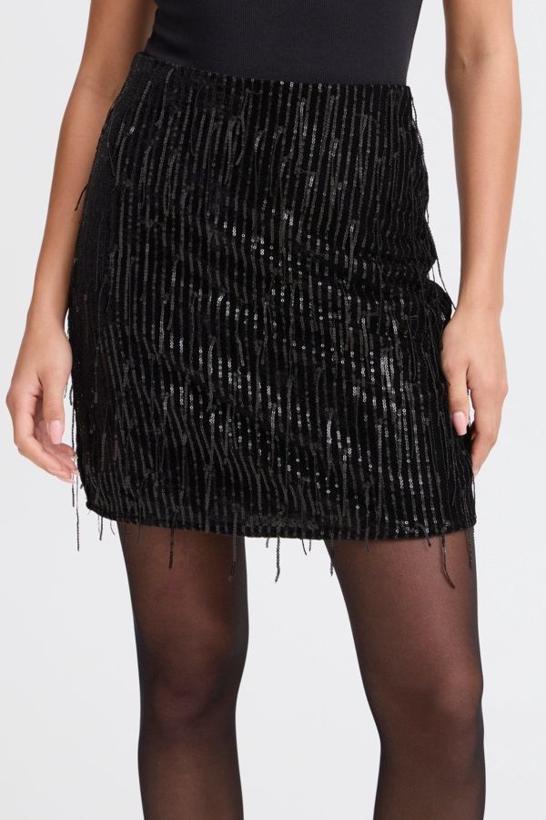 Fransa Jupe courte noire paillettes 20615220