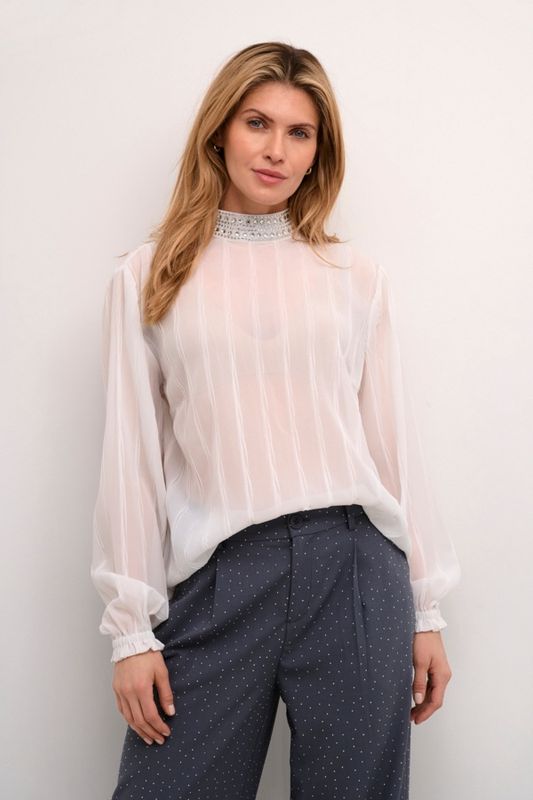 Cream Blouse blanche col bijou 10612960