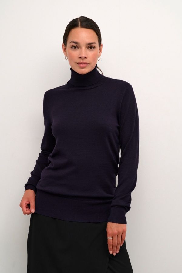 Kaffe Col roulé tricot léger mauve 500023