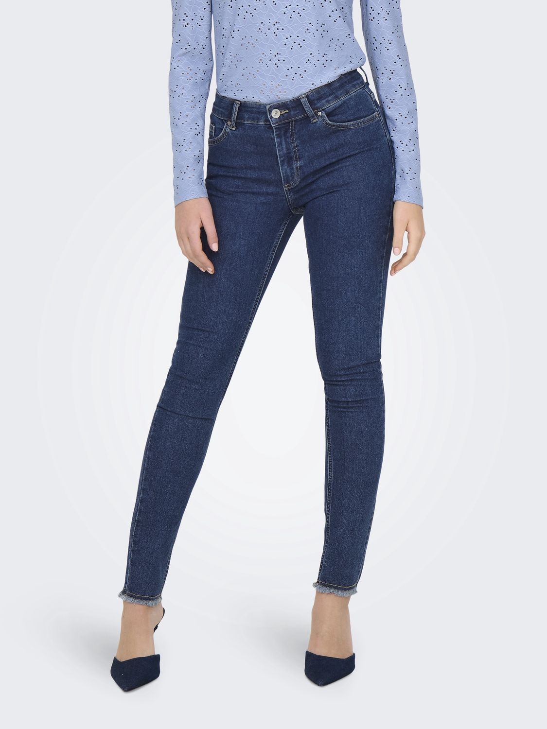 Only Jeans skinny bleu moyen effiloché bas 15336726