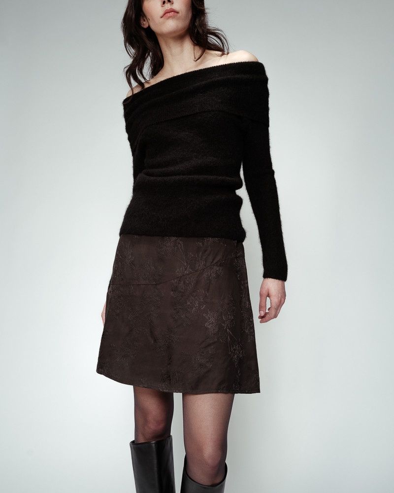 Grace&amp;Mila Jupe courte jacquard motifs floraux OPALE 22863