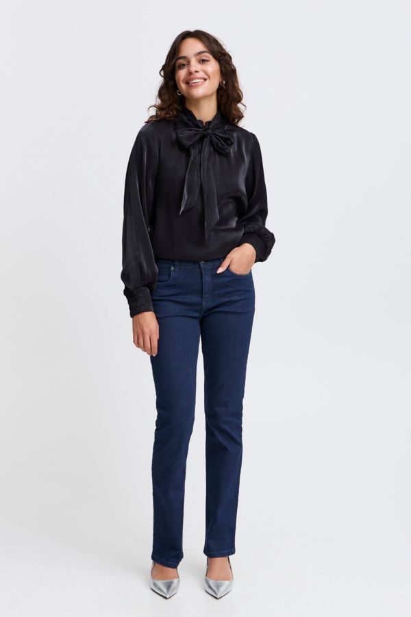 Fransa Jeans foncé jambes droites légère paillettes 20614873