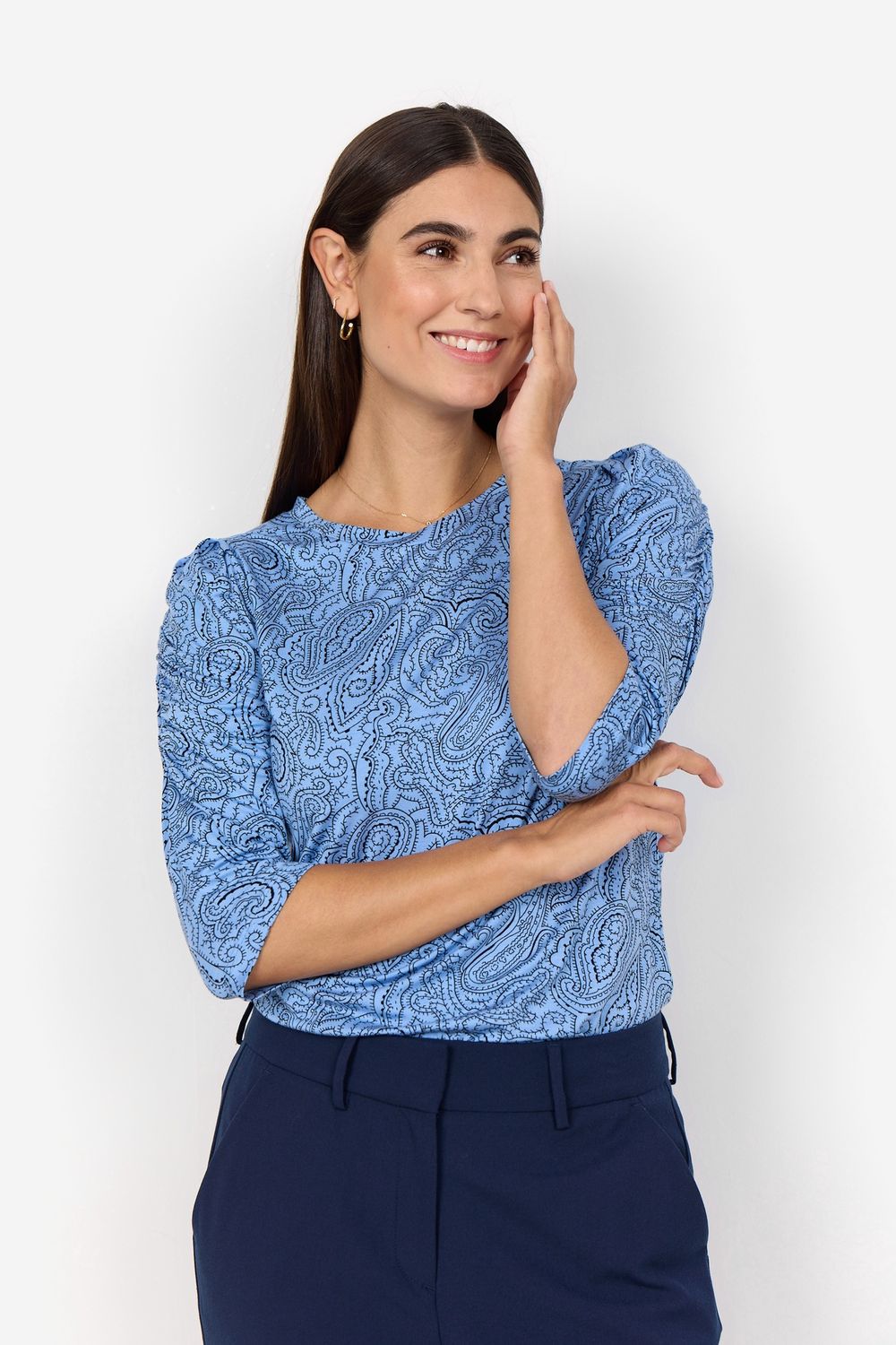 Soya Concept Chandail bleu imprimé paisley 26812