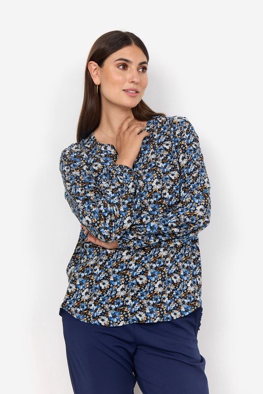 Soya Concept Blouse motif floral air blue combi 40995