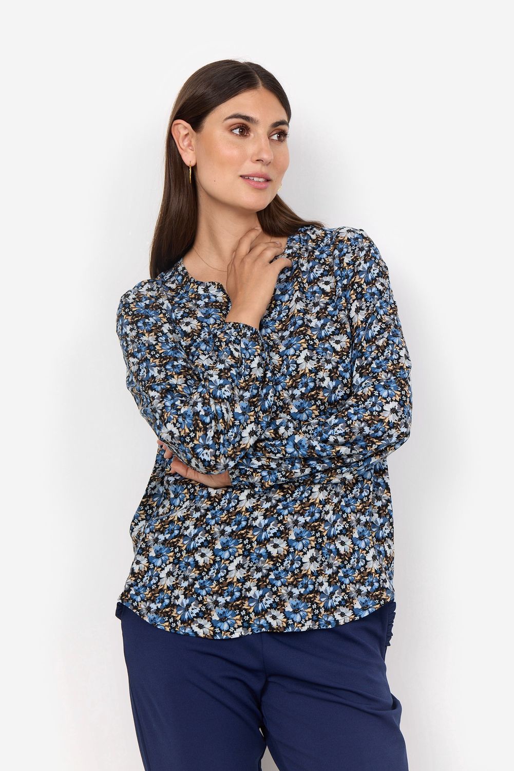 Soya Concept Blouse motif floral air blue combi 40995