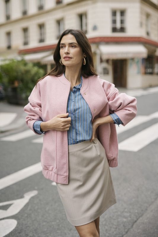 Cream Manteau bomber rose blush 10613211