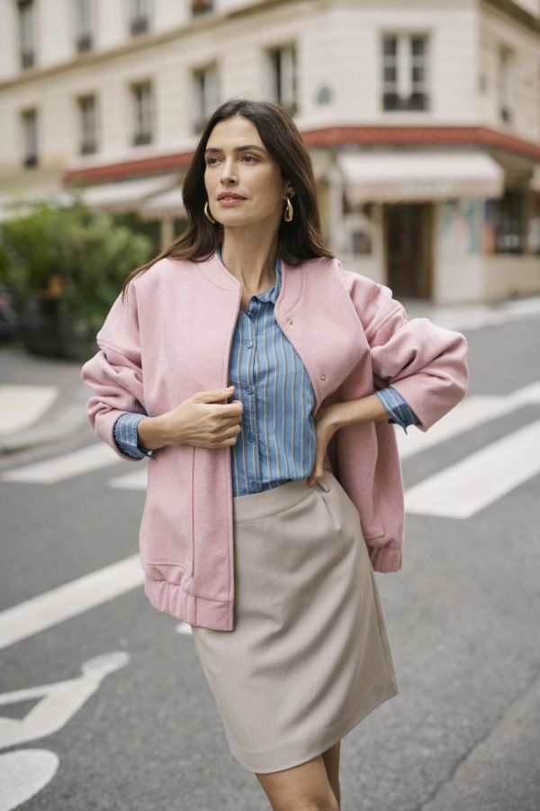 Cream Manteau bomber rose blush 10613211