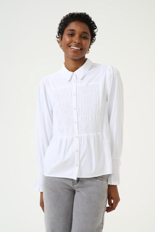 Cream Blouse offwhite détail nid d&#39;abeille 10613216