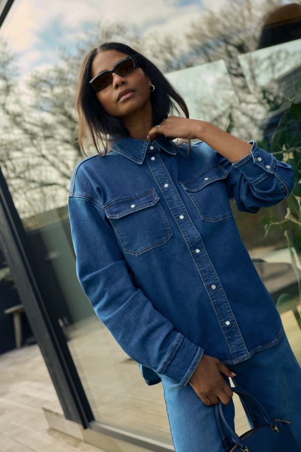 Kaffe Veste chemisier jeans bleu foncé 10509787
