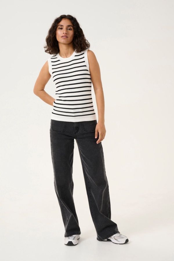 Kaffe Haut tricot rayures noires 10509524