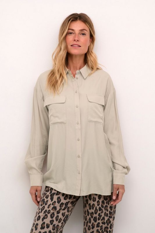 Cream Blouse sable manches longues 10613161