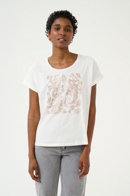 Cream T-Shirt offwhite motif paisley bronze 10613280