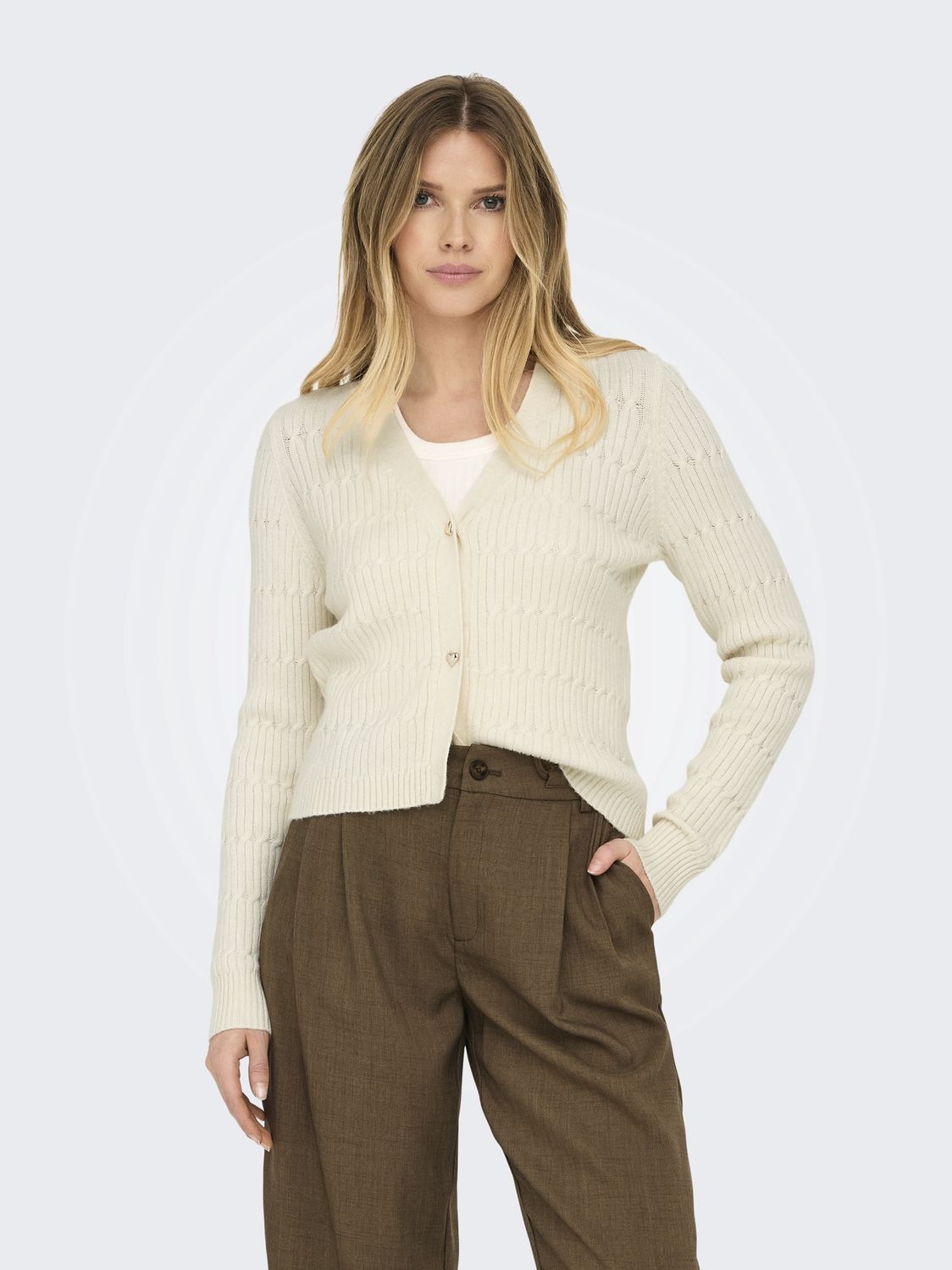 Only Cardigan crème boutons coeur 15310902