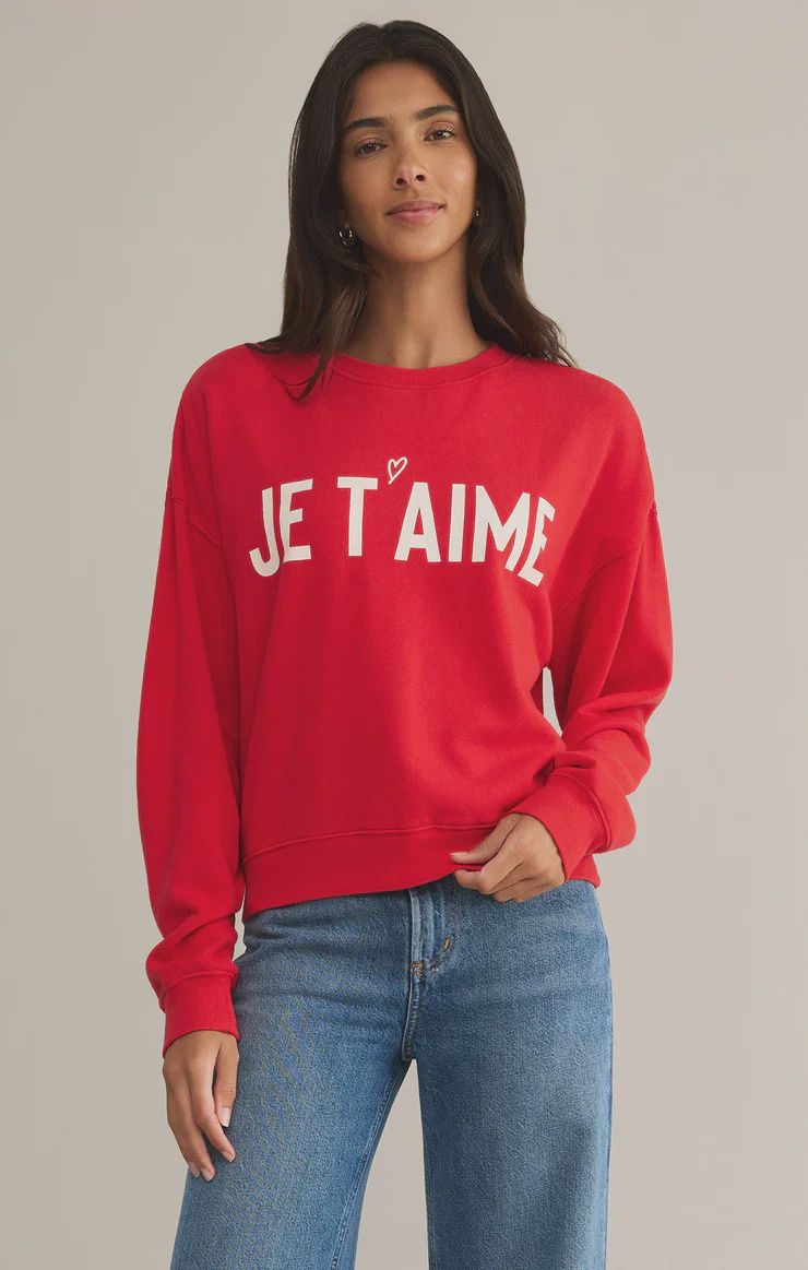 ZSupply Chandail crewneck rouge cerise Je t&#39;aime ZT251276