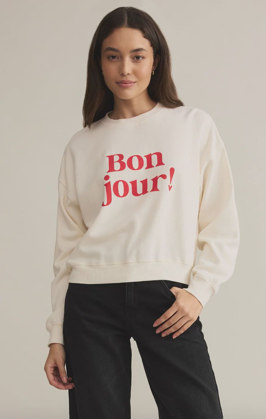 ZSupply Chandail crewneck offwhite BONJOUR ZT251276