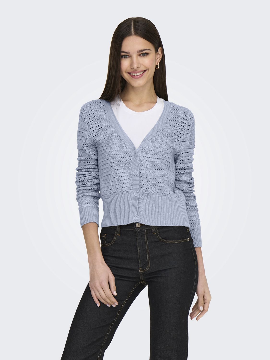 Only Cardigan col V boutons Soft Chambray 15344158