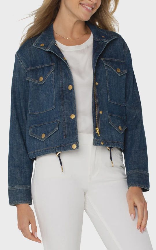 Liverpool Veste crop denim bleu LAGUNA BEACH LM1034CH4