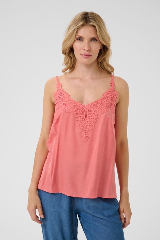 Cream Camisole fines bretelles détail dentelle Porcelain Pink 10611224