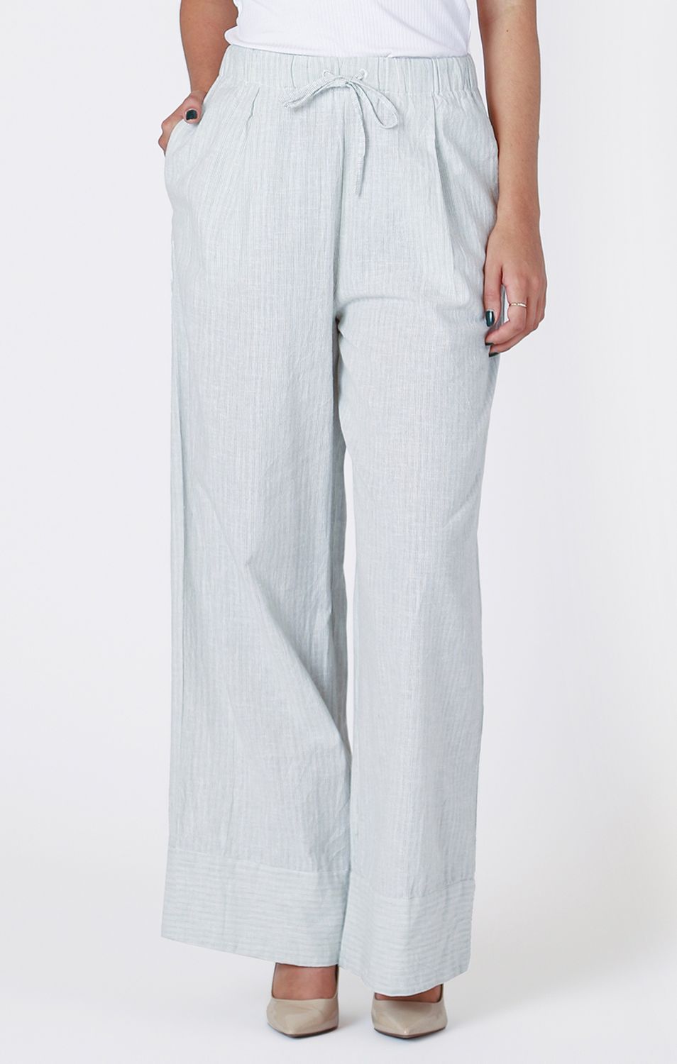 Room 34 Pantalon wide leg sand stripe 2522767