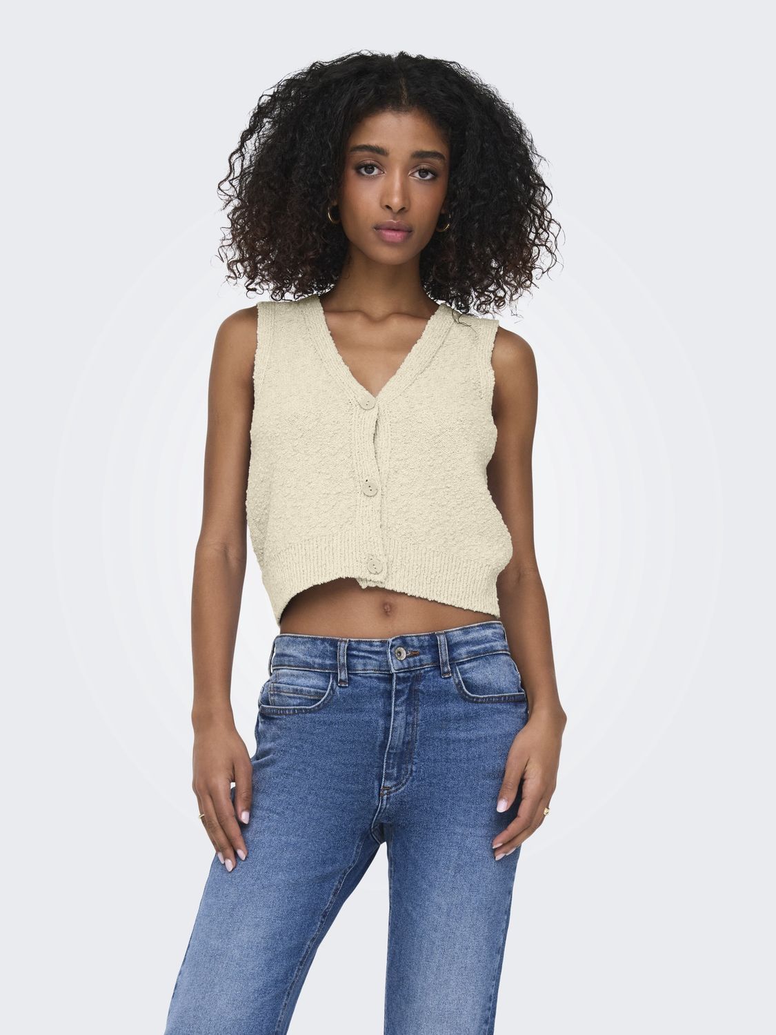 Only Gilet sans manches crème boutons 15339653