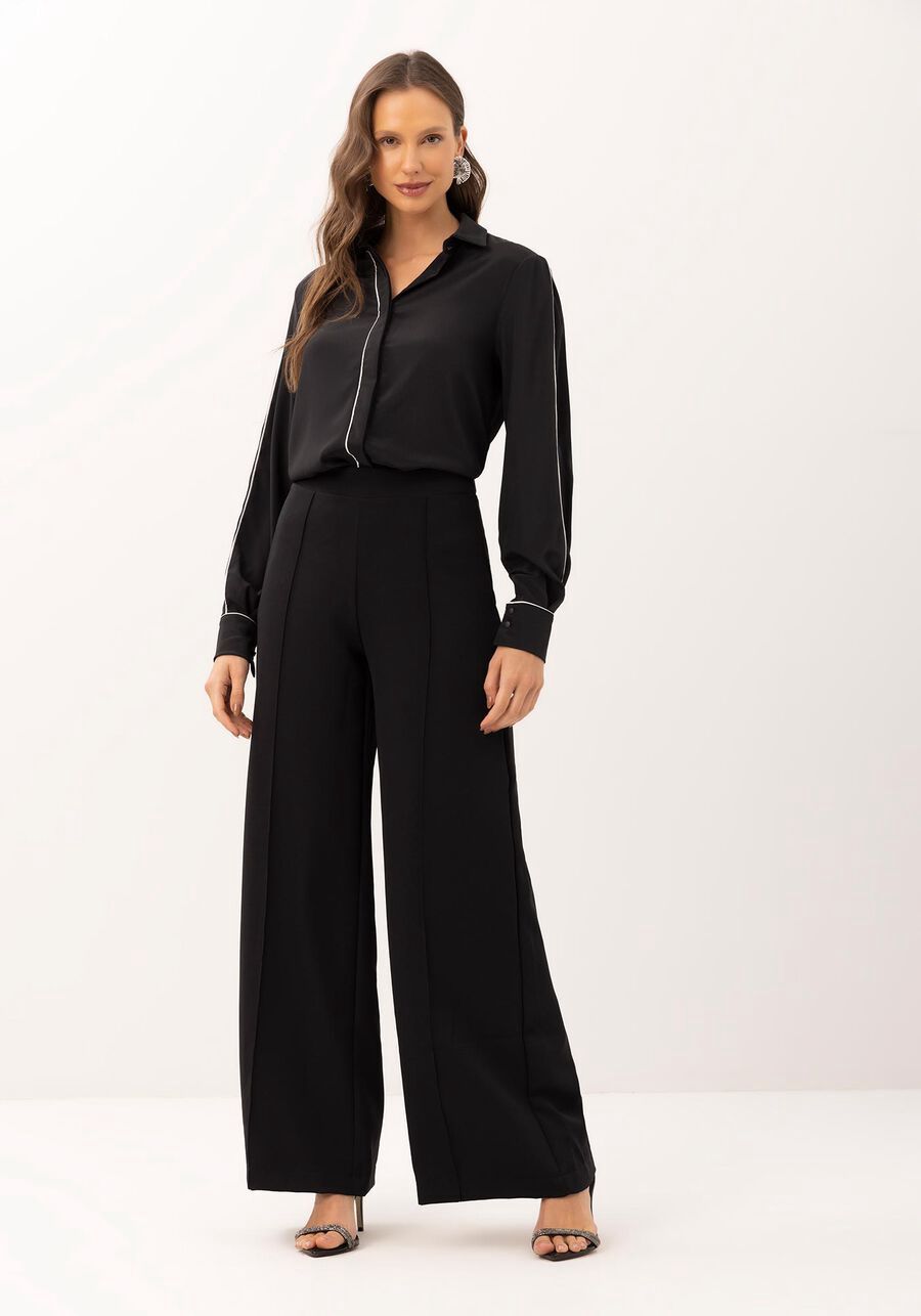 Lezalez Pantalon noir jambes larges 9342L