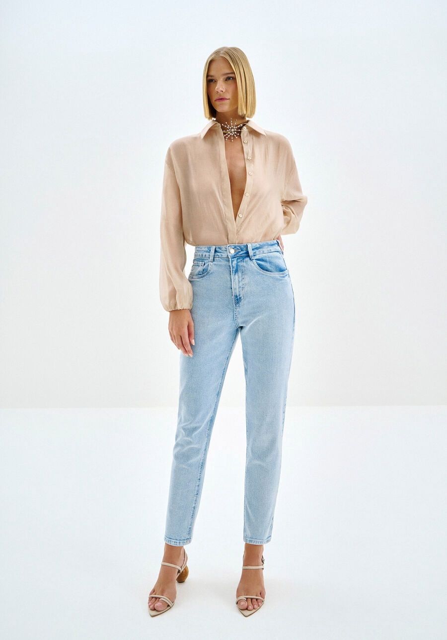 Lezalez Jeans mom fit bleu pale 9388L