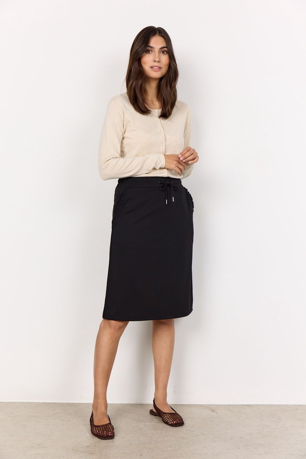 Soya Concept Jupe noire poche avec détail frison 26879