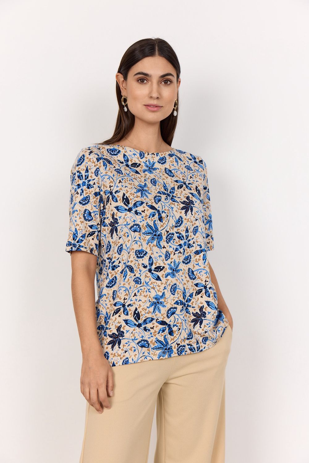 Soya Concept T-Shirt motif floral bleu 26891