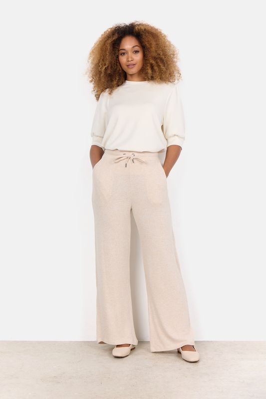 Soya Concept Pantalon cream melange jambes larges 25388