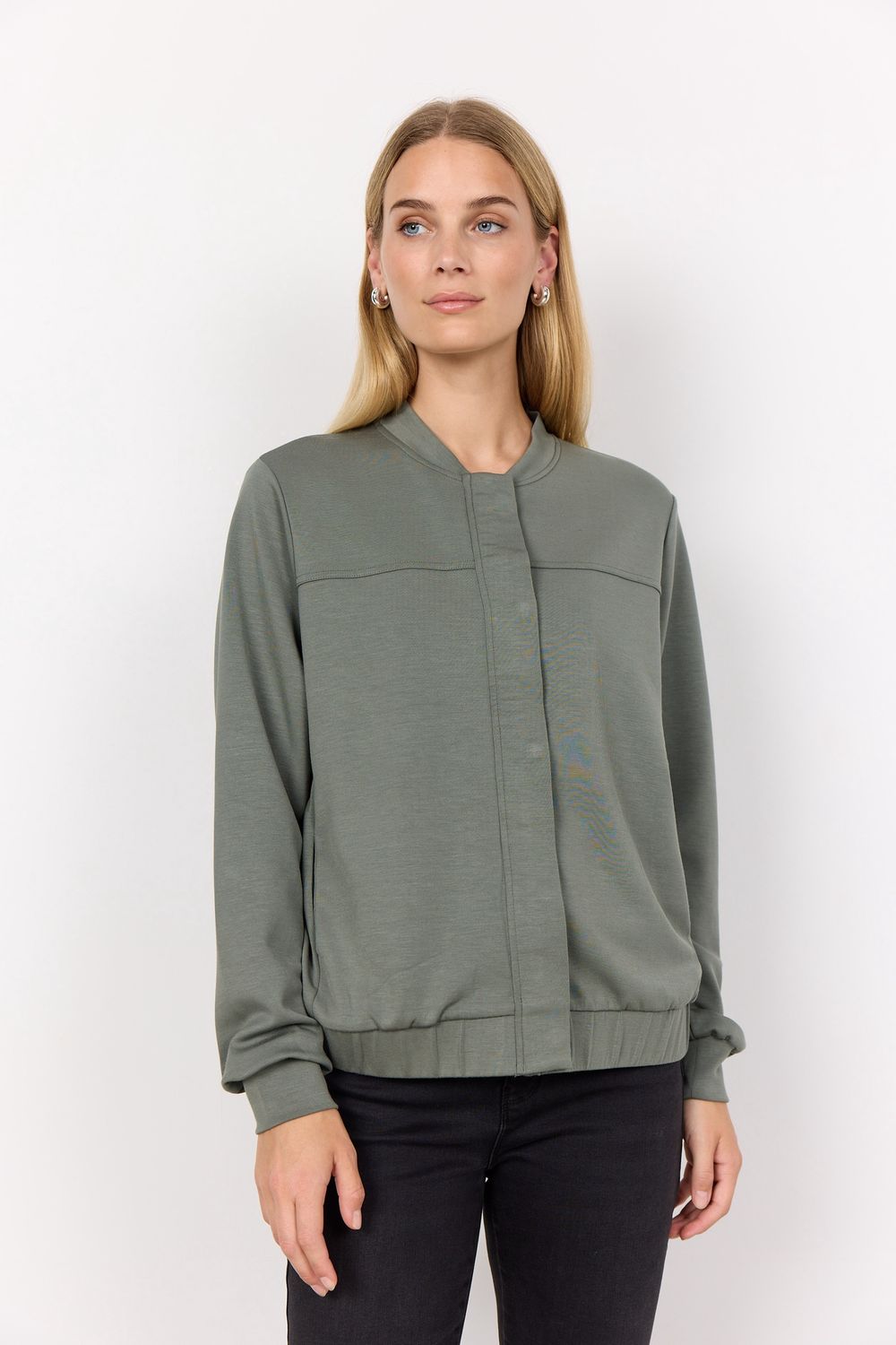 Soya Concept Veste modal kaki fermeture éclair 26942