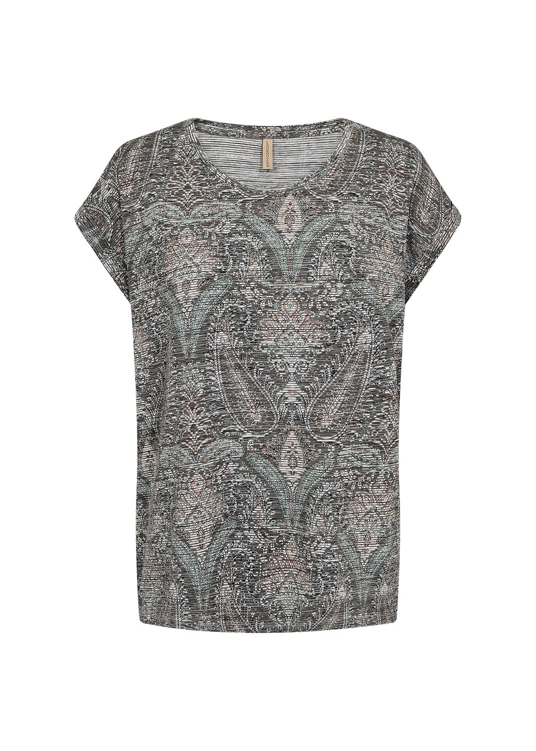 Soya Concept T-Shirt kaki motif paisley 26806