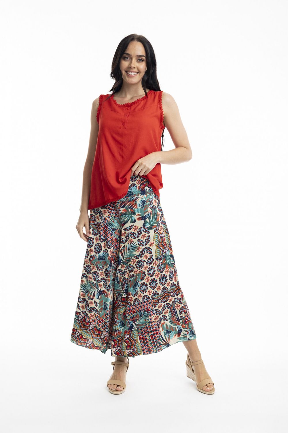 Orientique Pantalon gaucho imprimé 6610