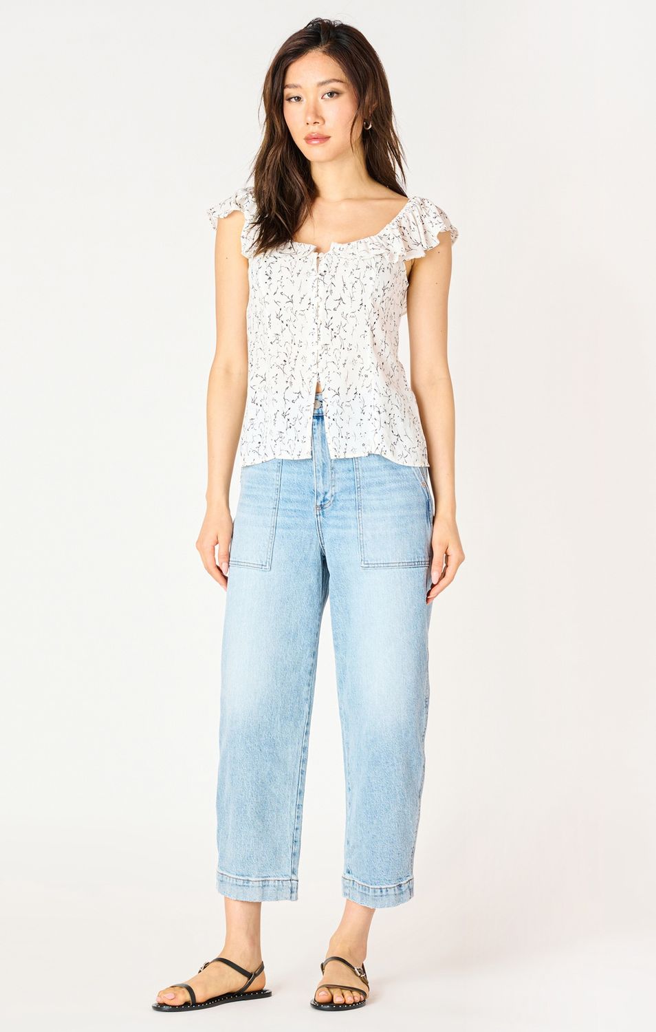 Dex Blouse fleurie noir et blanc manches élastique 2523512