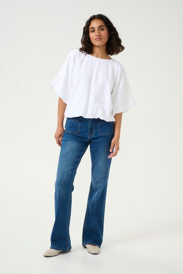 Kaffe Blouse courte bouffante blanche 10509713
