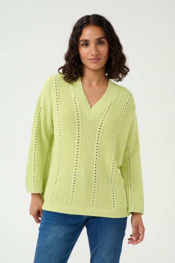 Kaffe Chandail tricot ajouré vert laitue 10509614