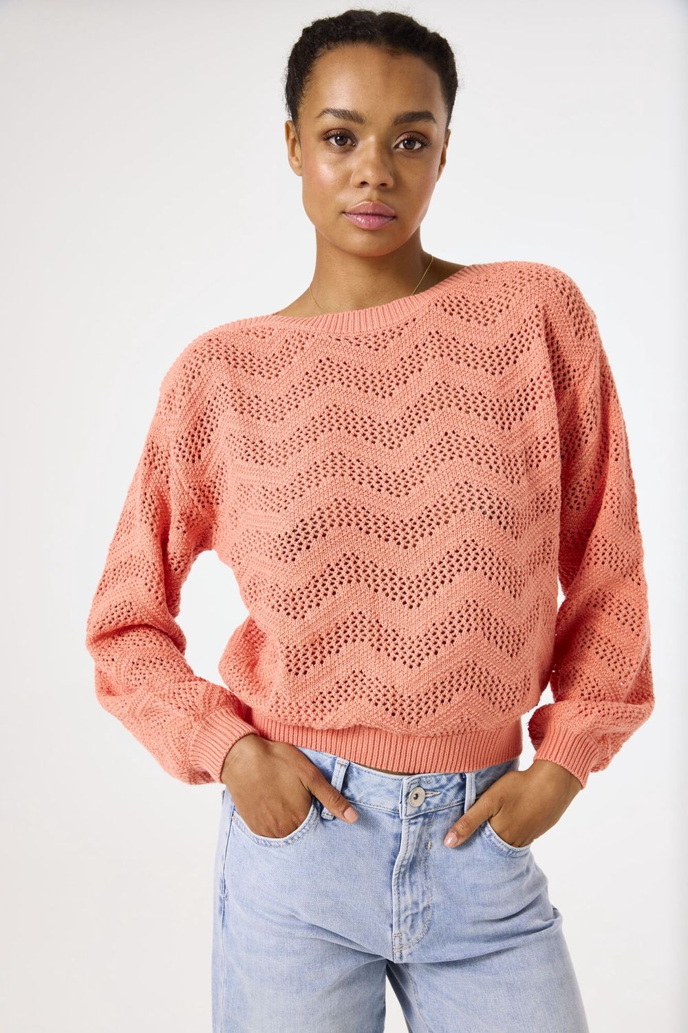 Garcia Chandail tricot maille peach sorbet B50040