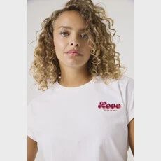 Garcia T-Shirt col rond offwhite écritures LOVE C50207