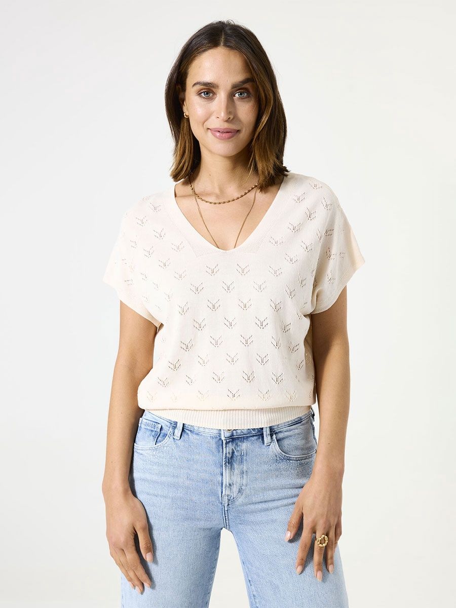 Garcia Chandail tricot léger WhiteCap pointelle C50243