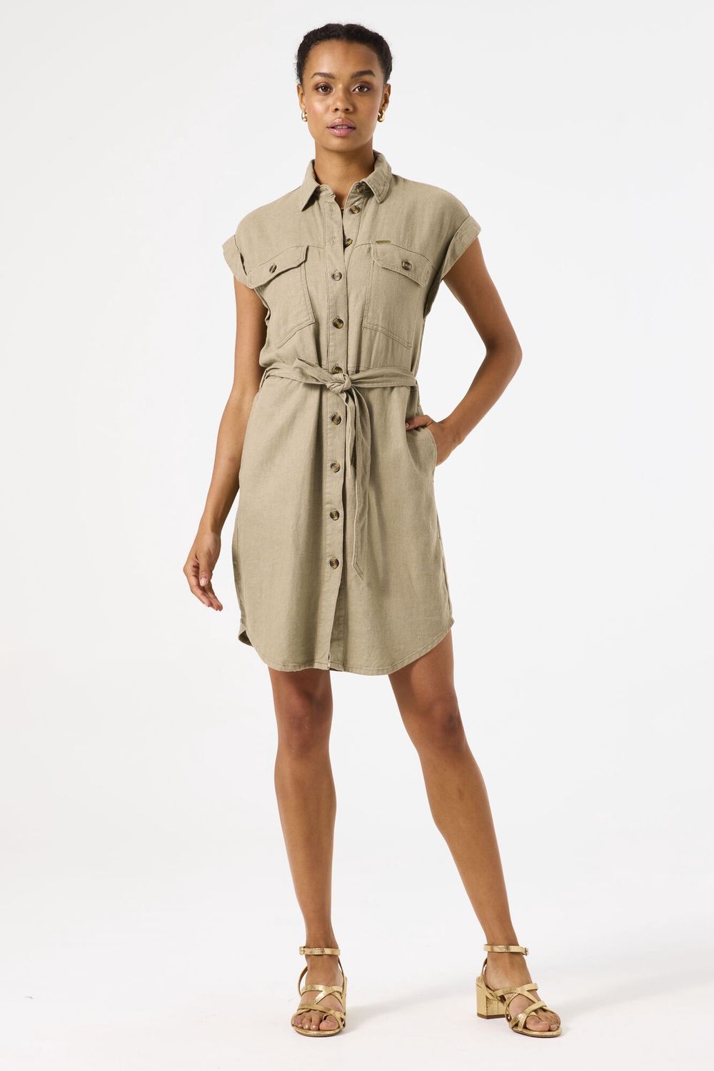 Garcia Robe avec ceinture Summer Olive D50086