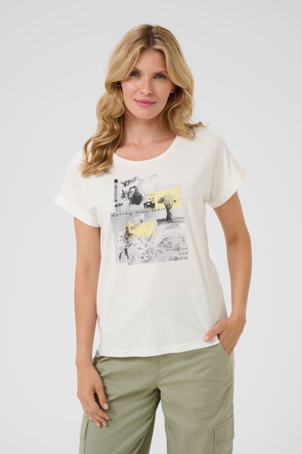 Cream T-Shirt imprimé grey yellow 10613487