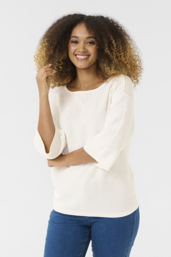 Cream Chandail manches 3/4 tricot léger couleur blanc guimauve 10613309