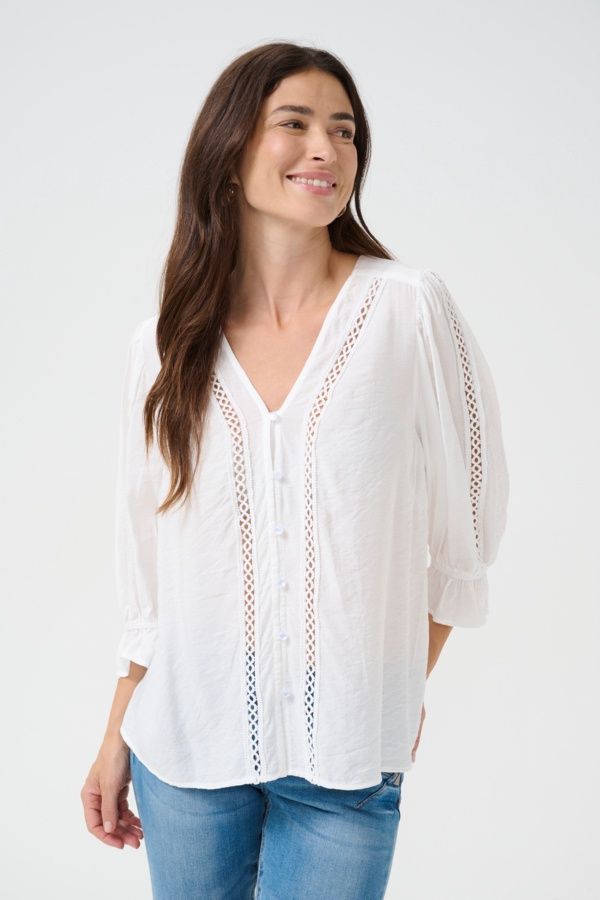 Cream Blouse offwhite insertion broderie 10613724