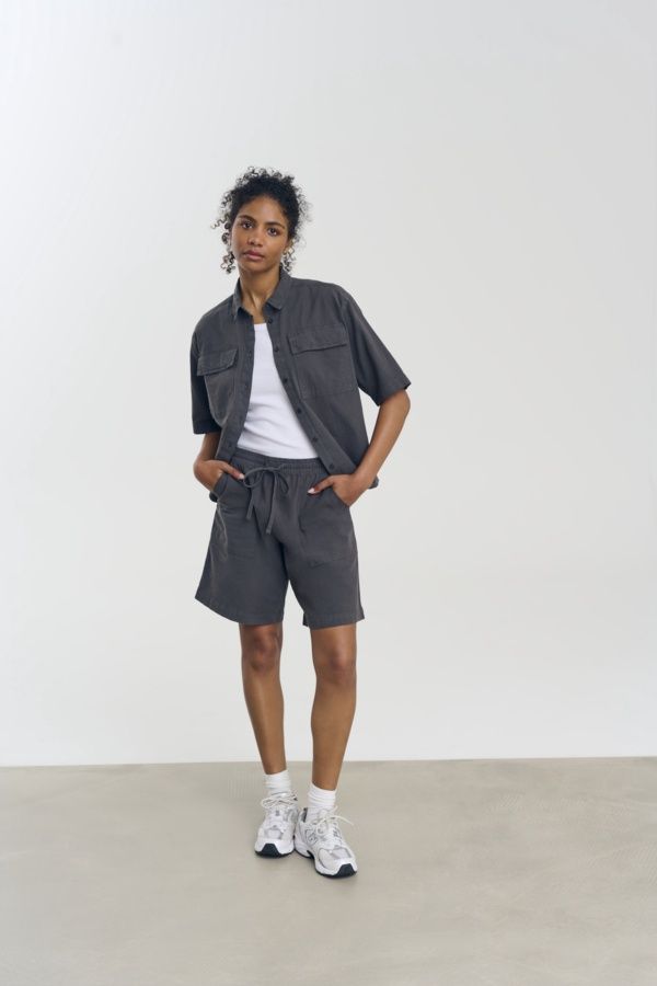 Kaffe Short bermuda taille élastique Black Oyster 10509502