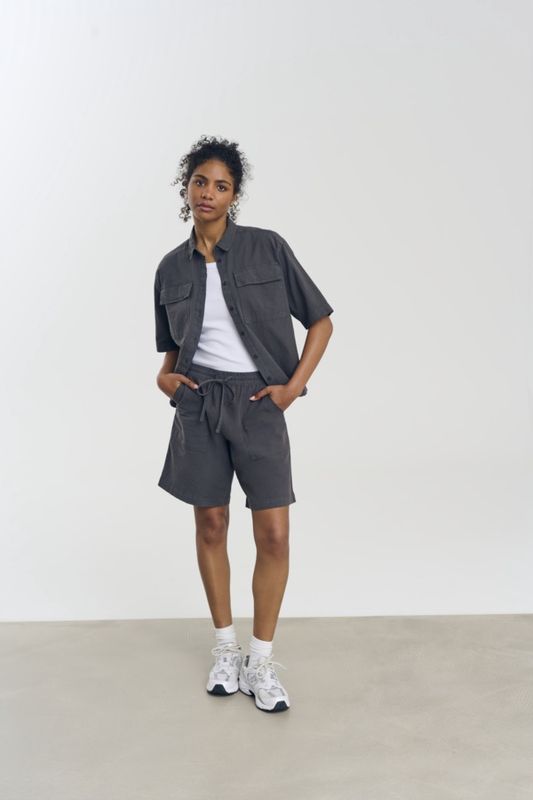 Kaffe Short bermuda taille élastique Black Oyster 10509502
