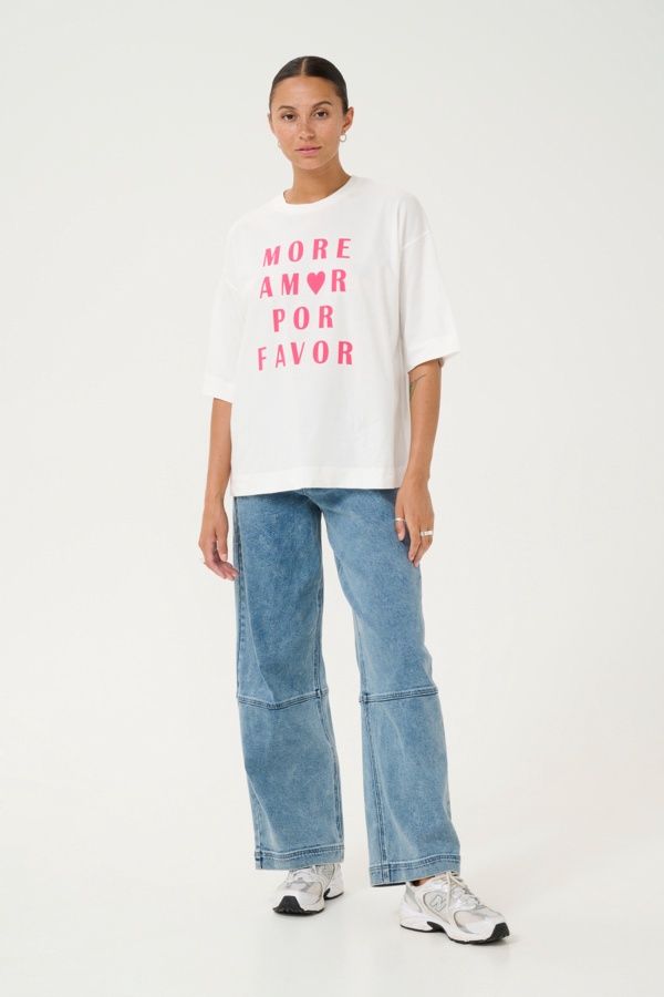 Kaffe T-Shirt oversize offwhite MORE AMOR POR FAVOR 10509621